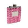 6oz Pink Beaded Hip Flask, Engravable